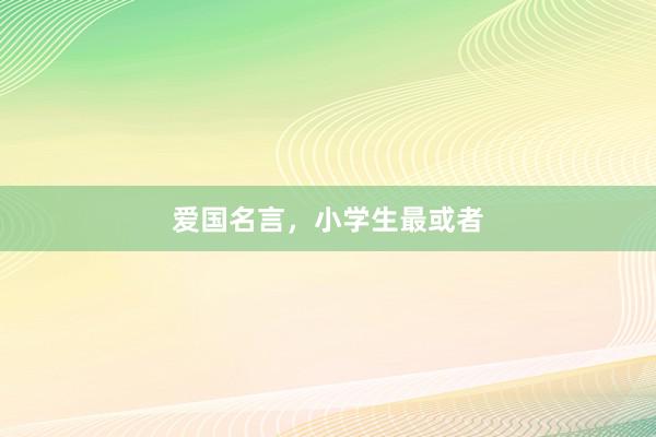 爱国名言，小学生最或者