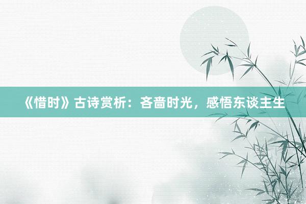 《惜时》古诗赏析：吝啬时光，感悟东谈主生